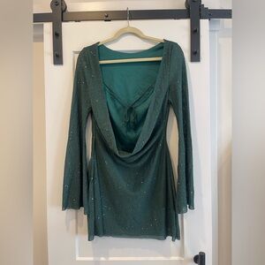 Isadora Shimmering Teal Backless Dress